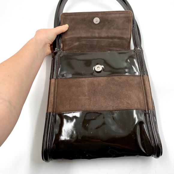 Gucci Brown Patent leather Shoulder Bag Tote Suede 90's Y2K Vintage FLAWED - Picture 8 of 15